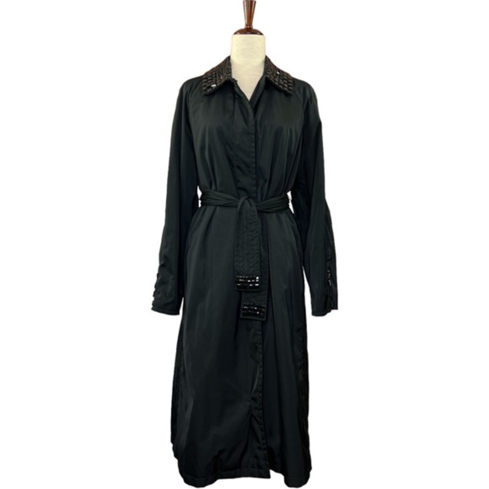 BLUMARINE Woman’s Black Embelished Trench Coat Sz I 46 / US 10
